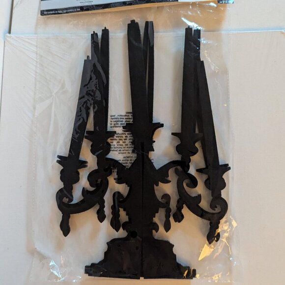 NWT Spooky Black 3D Foam Candleabra Goth Halloween Prop Haunted House Decoration - Picture 3 of 8